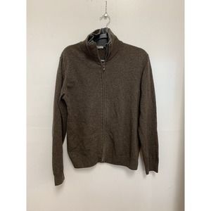 MASH Italian Wool Brown Elbow Patch Zip Up Jacket Large